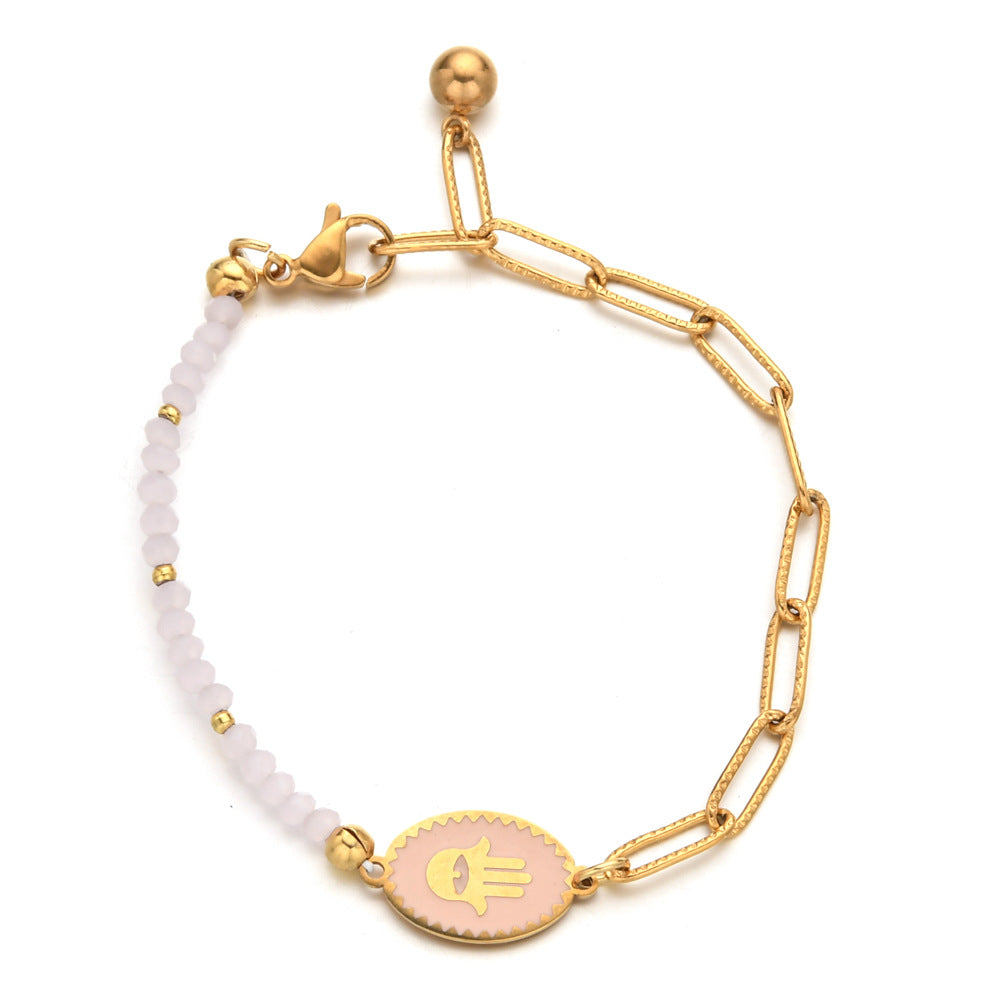 Wholesale Devil Eye Paper Clip Stainless Steel Bracelet